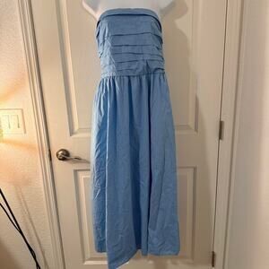Light blue strapless maxi dress